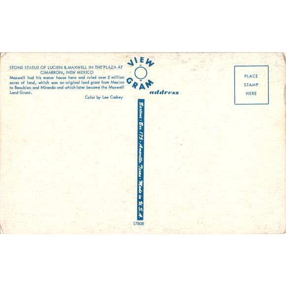 Lucien Maxwell Statue Cimarron New Mexico Postcard Unposted - Picture 2 of 2
